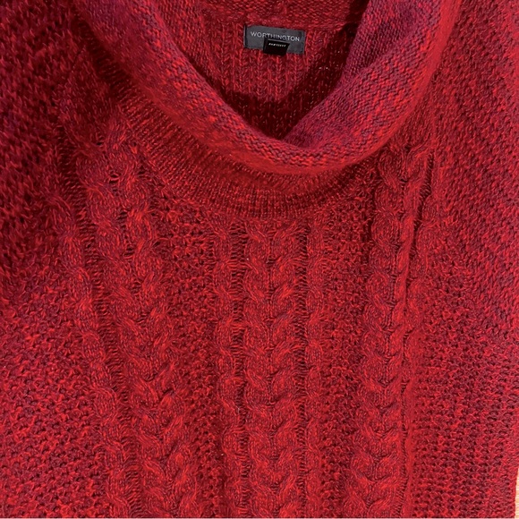 Worthington Plus Sized Red Cable Knit Cowl Neck Sweater 3X - Picture 6 of 8
